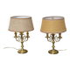Antique copper candlesticks, mounted as lamps