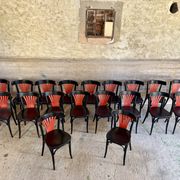 Set of 27 black and red bistro chairs – All wood