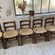 6 straw and oak chairs, mountain furniture