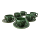Lot de 6 tasses à café vintage en barbotine chou vert – faïence vintag