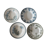 Set of 4 blue flowered plates