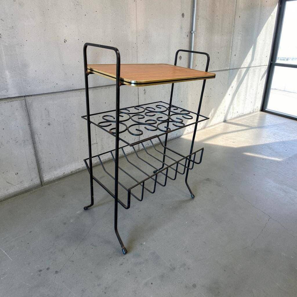 Vintage metal floor shelf / multi-level display / side table