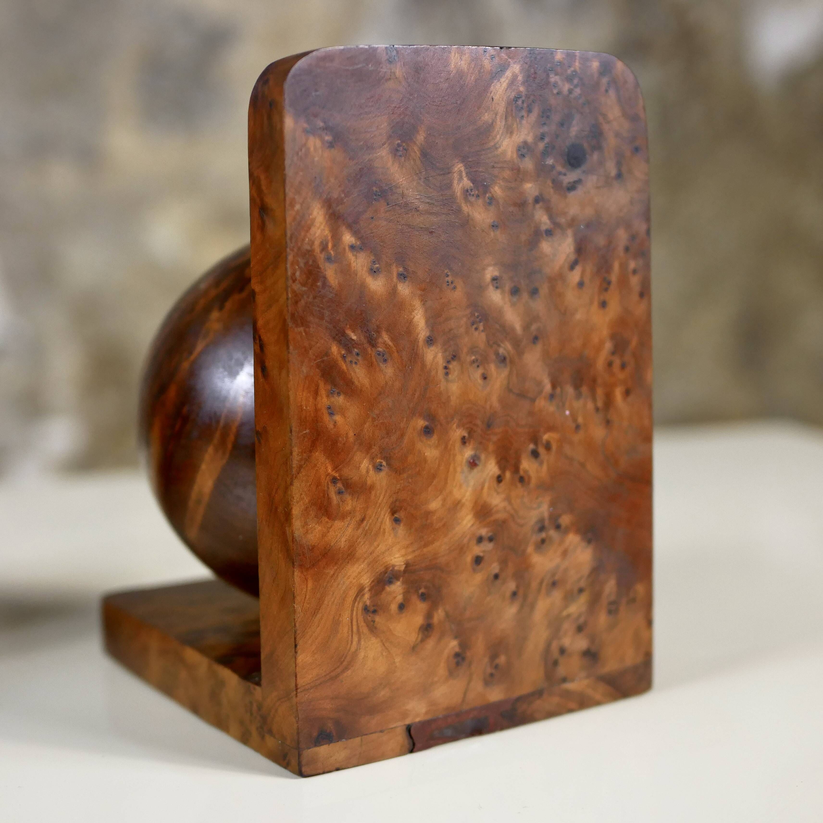 Pair of Art Deco bookends in cedar burl, France, 1930