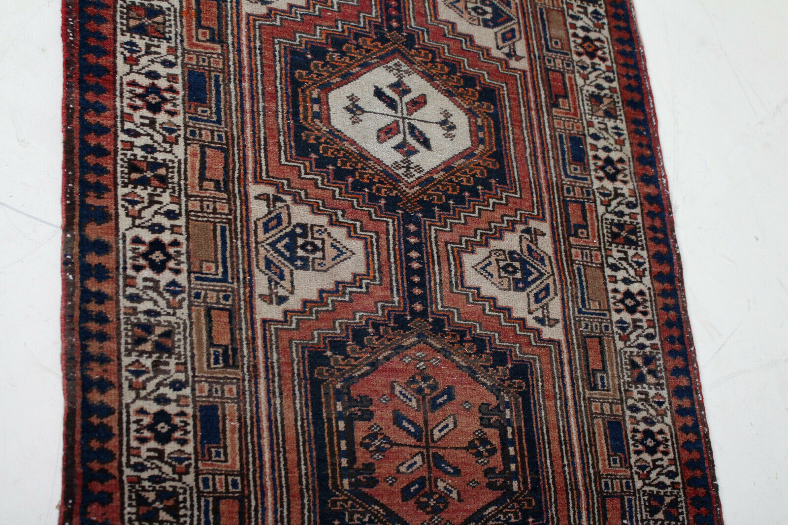Tapis vintage à franges afshar 106x231cm