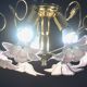 Set of 3 Charming Murano Vintage Ceiling Light Pink Flowers, 1970s