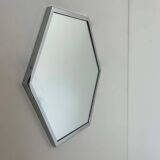 Miroir hexagonal vintage, métal chromé, France 1980