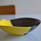 Bicolour ceramic cup in black and yellow signed Luc Vallauris 1950