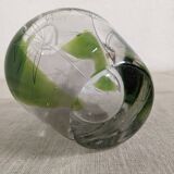 Engraved glass vase decorated with fish from the 60s/70s