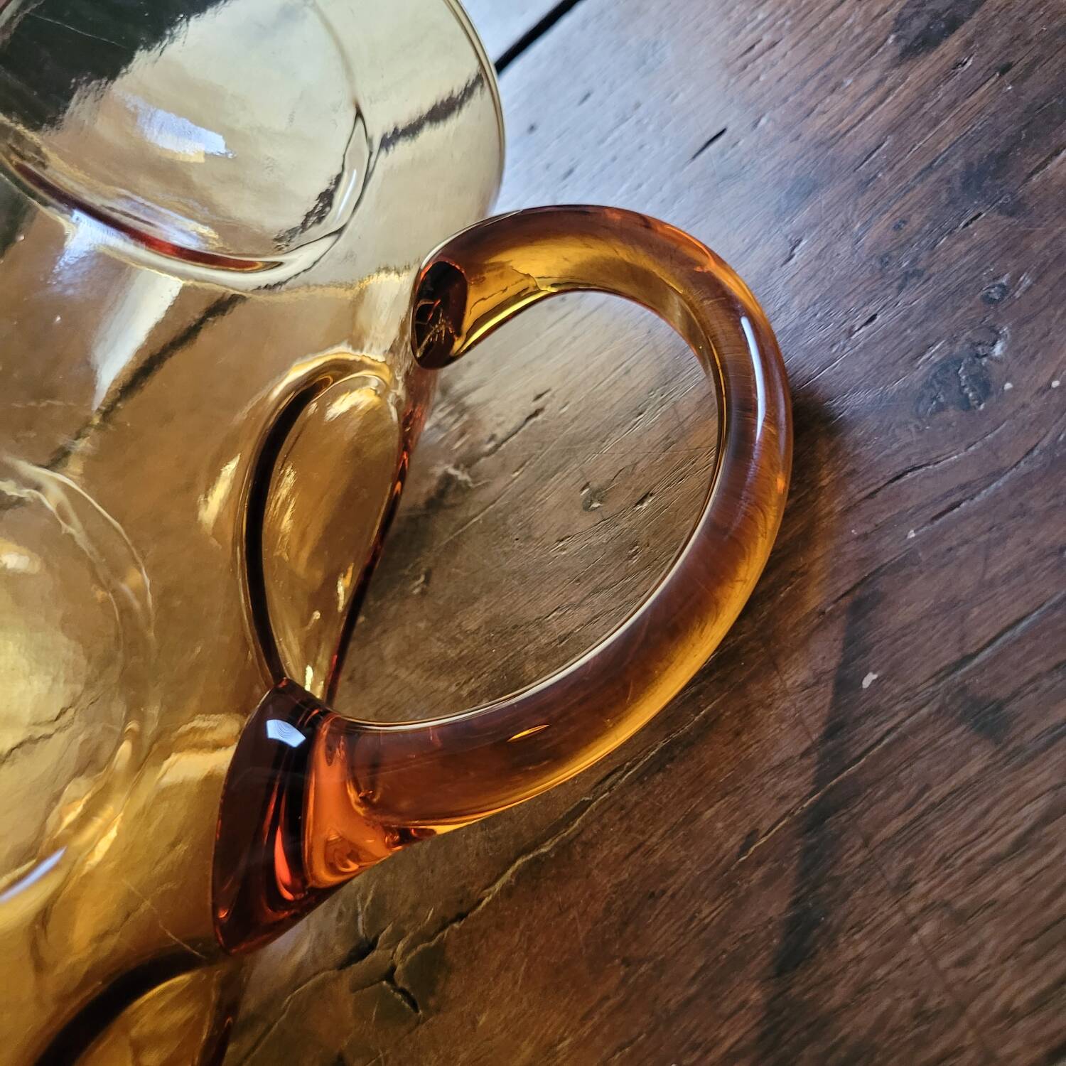 Large amber glass pitcher with bubbles – 1970s design