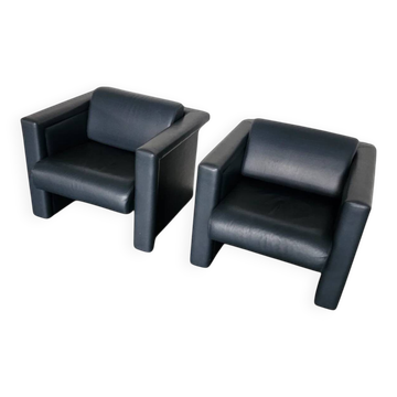 Pair / Trix and Robert Haussmann / Leather Chairs by Knoll