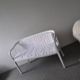 Banc Art Nouveau en bois peint blanc et tissu fausse fourrure, années 1940, 2 places