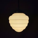Art Deco cream opaline beehive glass hanging lamp