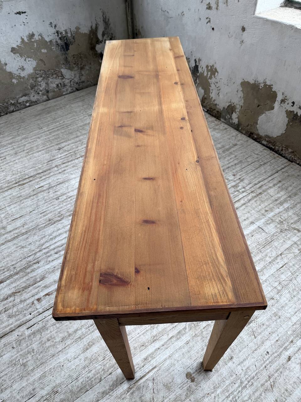 Oak and pine farmhouse console table