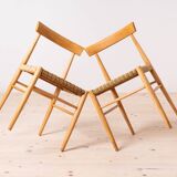 Set of 6 vintage dining chairs from uluv, wicker seats, czechoslovakia, 1960s