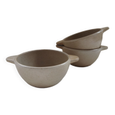 3 CNP stoneware ear bowls Grès Village