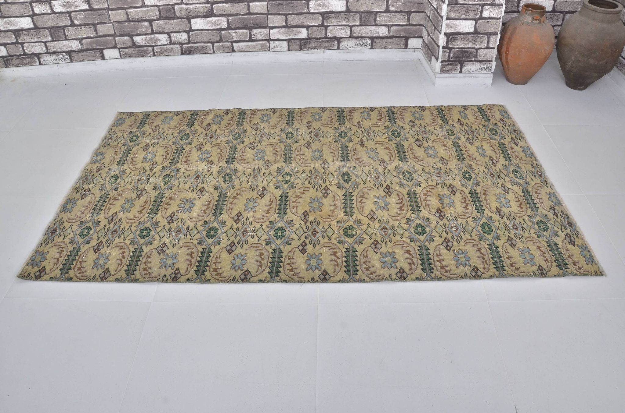 Tapis de sol vintage géométrique Oushak sku 1563