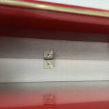 Red lacquered console and its mirror from the 80s