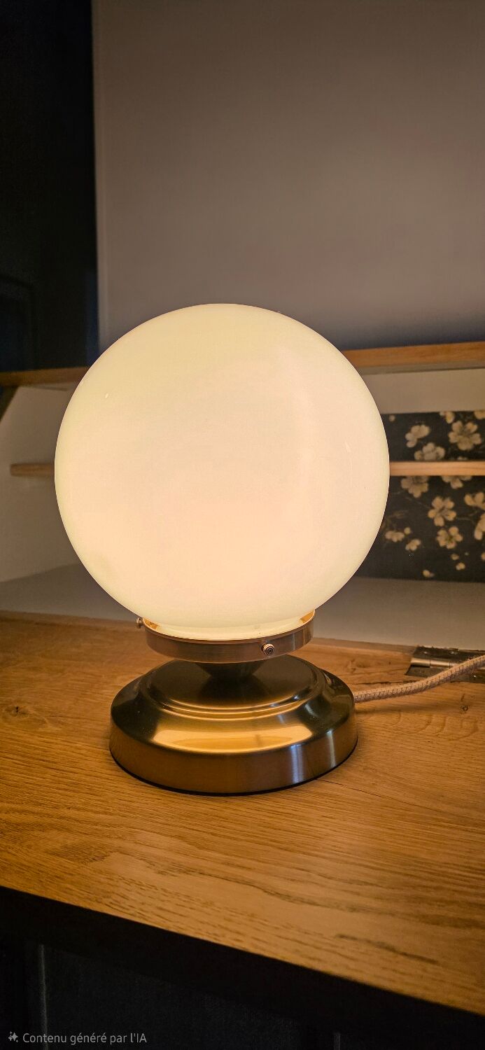 Vintage opaline globe table lamp