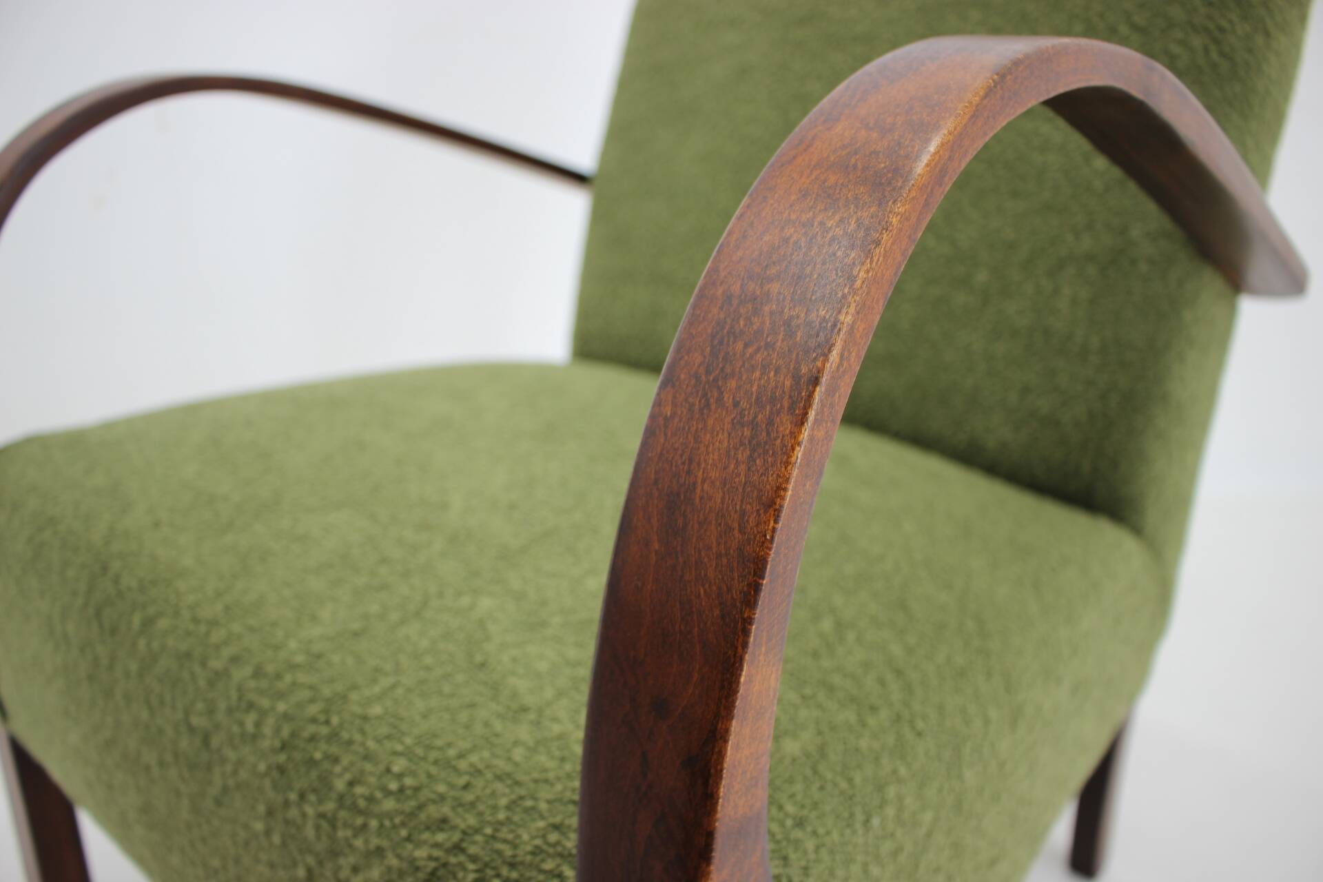 1940s Pair of Restored  Art Deco Armchairs in Boucle , Czechoslovakia