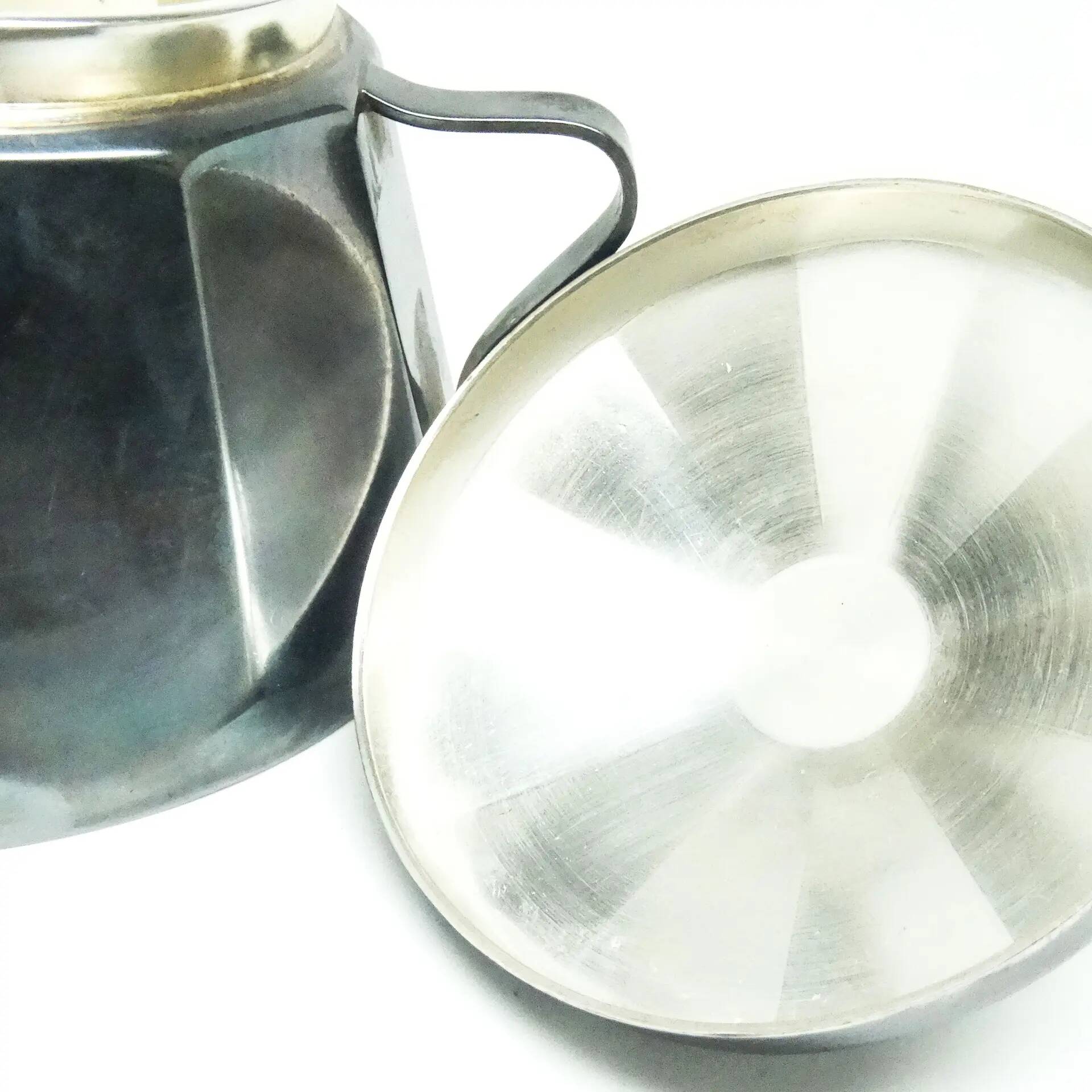 Sugar bowl, postmodernism, silver-plated brass, Poland, 1970s