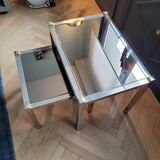 Nesting tables in gold/chrome metal and amber mirror