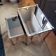 Nesting tables in gold/chrome metal and amber mirror