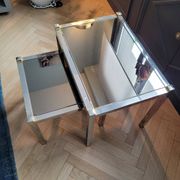 Nesting tables in gold/chrome metal and amber mirror