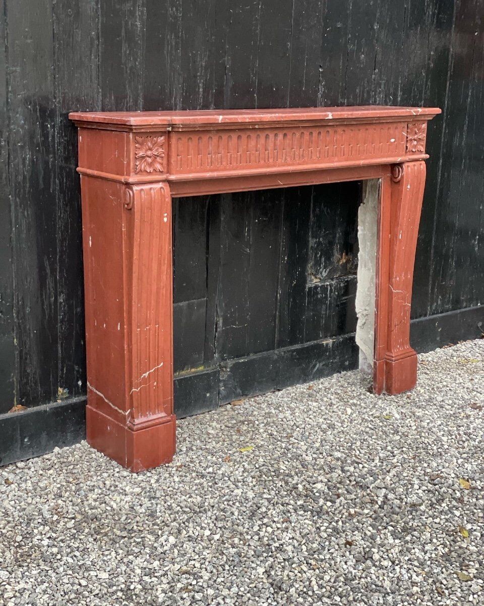 Louis XVI style fireplace in antique red marble, France, circa 1880