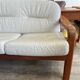 Scandinavian bench in solid teak and leather 1970