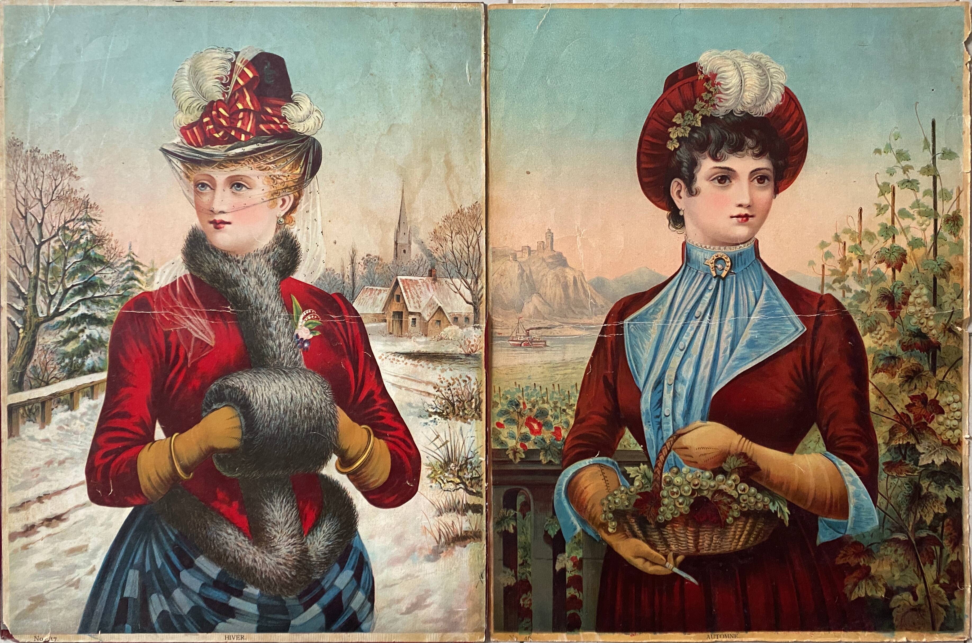 Paintings pendant of chromolithographs 1900