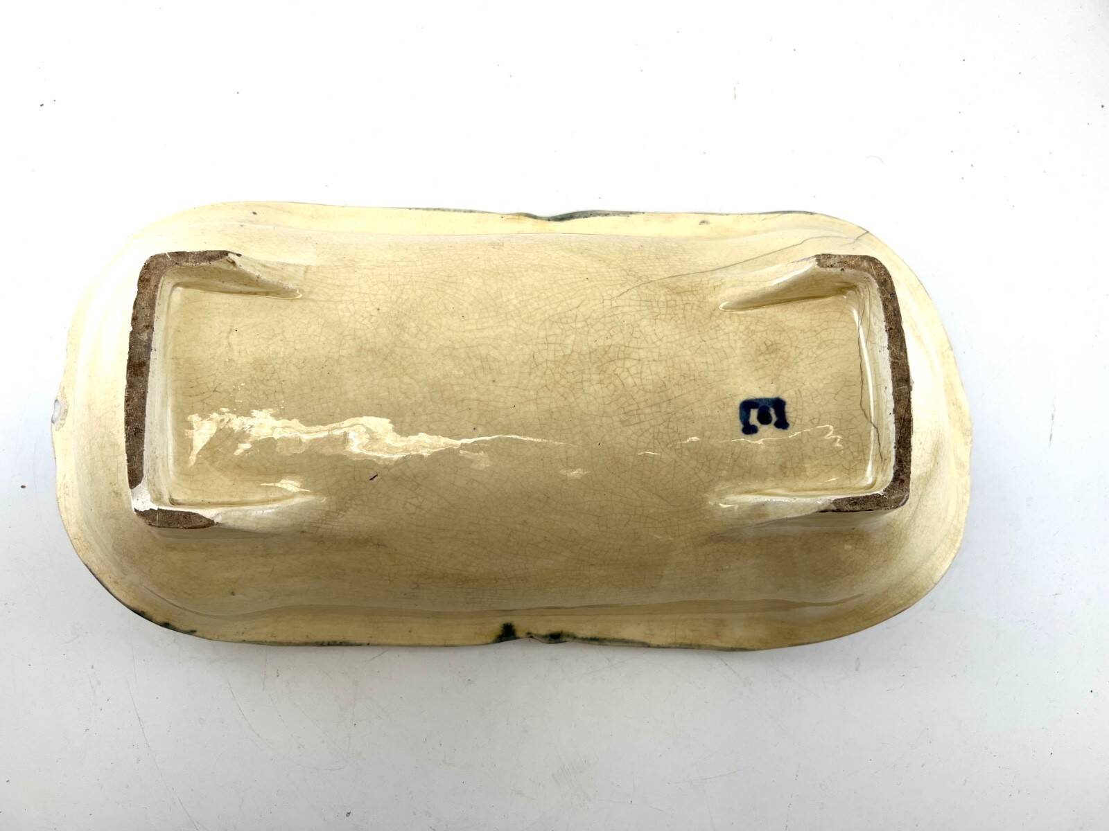Antique asparagus dish in slip – Wasmuël, Belgium – circa 1880
