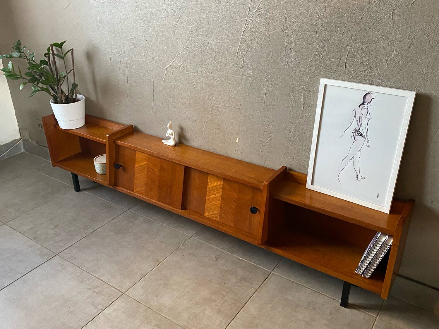 Vintage wooden sideboard from the 60s (shallow)
