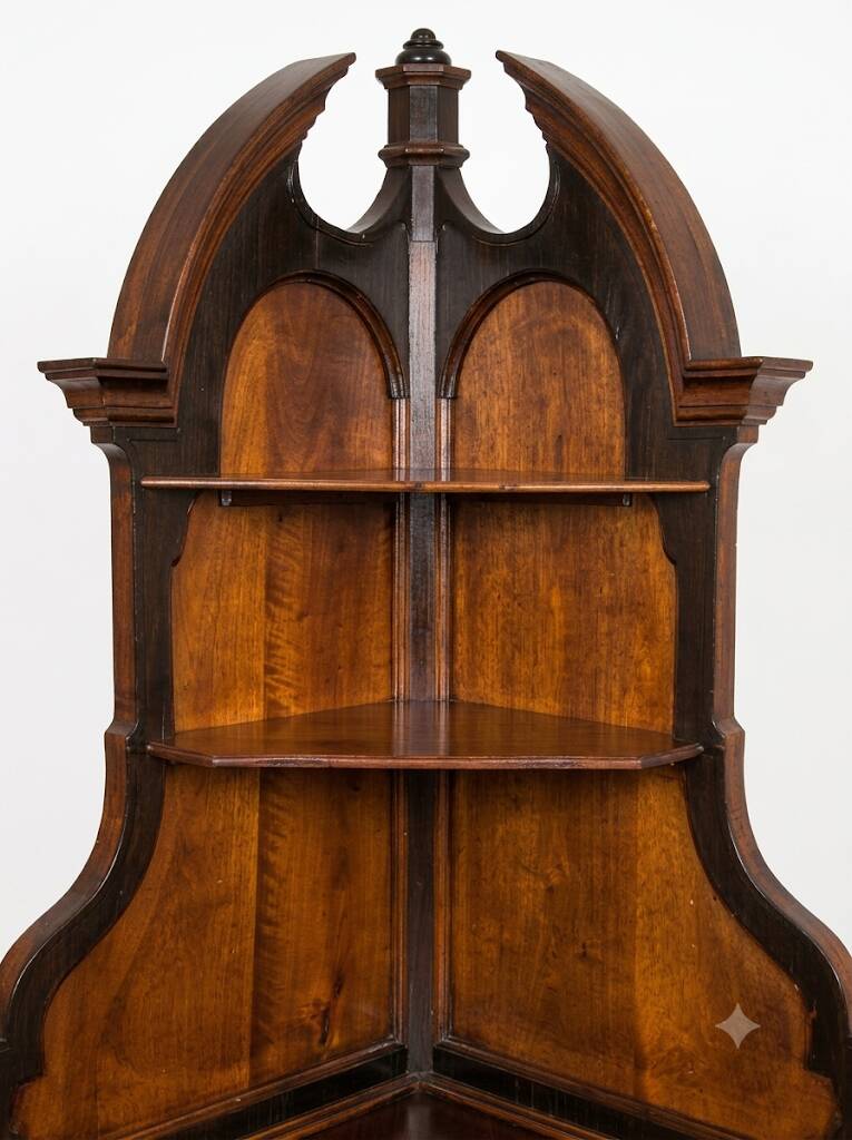 Lombard corner cabinet in ebony wood, late 19th century.