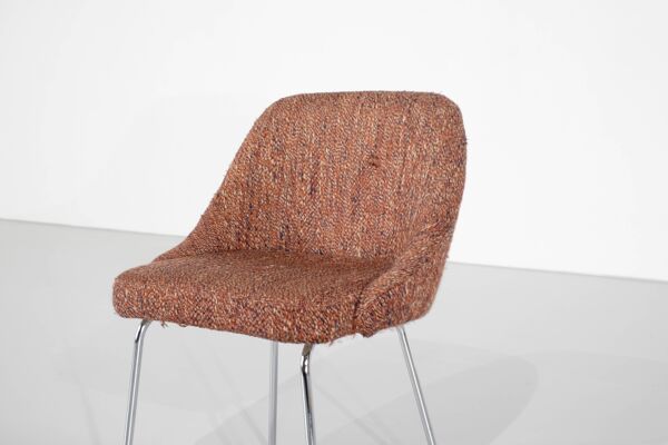 Chaise de table en tweed par Le Mobilier International, 1960