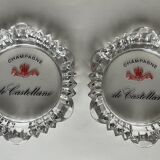 2 cendriers publicitaires en verre