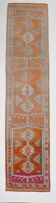 Orange & Green Turkish Runner Rug, 84x368Cm