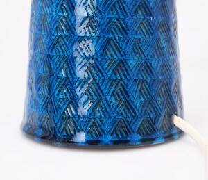Nils Kähler blue earthenware table lamp, 1960s