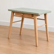 Small vintage children's desk attributed to Baumann – natural wood and lizard green top.