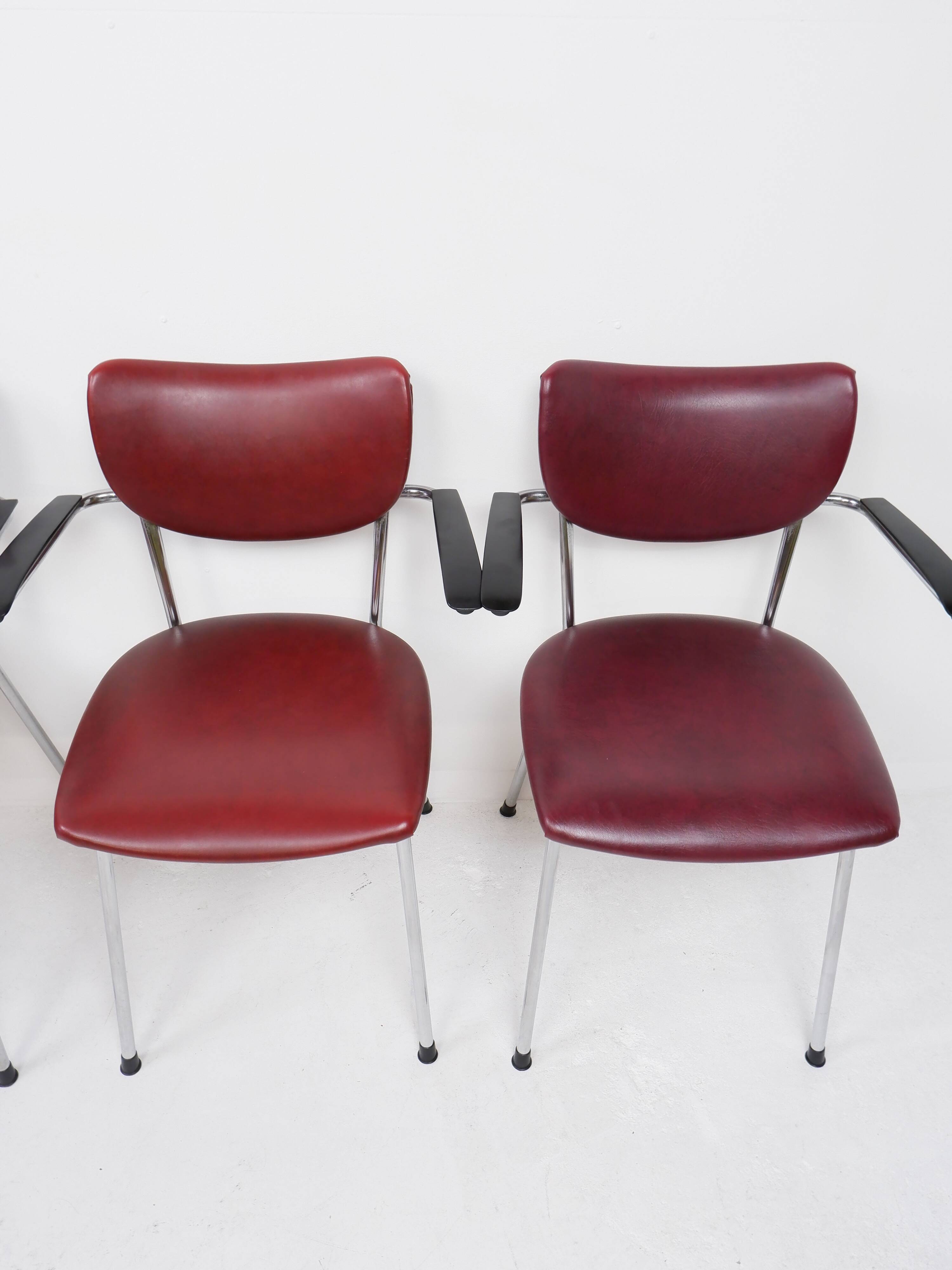 Set of 4 De Wit Dining chairs, 1960s
