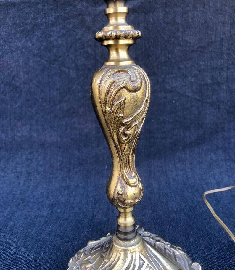 French Bronze Brass Table Lamp: Louis XV Style Vintage Lighting