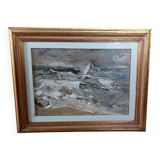 Giuseppe manfredi ( 1934 - 1987) marina peinture huile carton toile 70 x 50