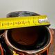 Vintage Round and Twisted Vase - Black Background and Floral Decoration H 16 cm