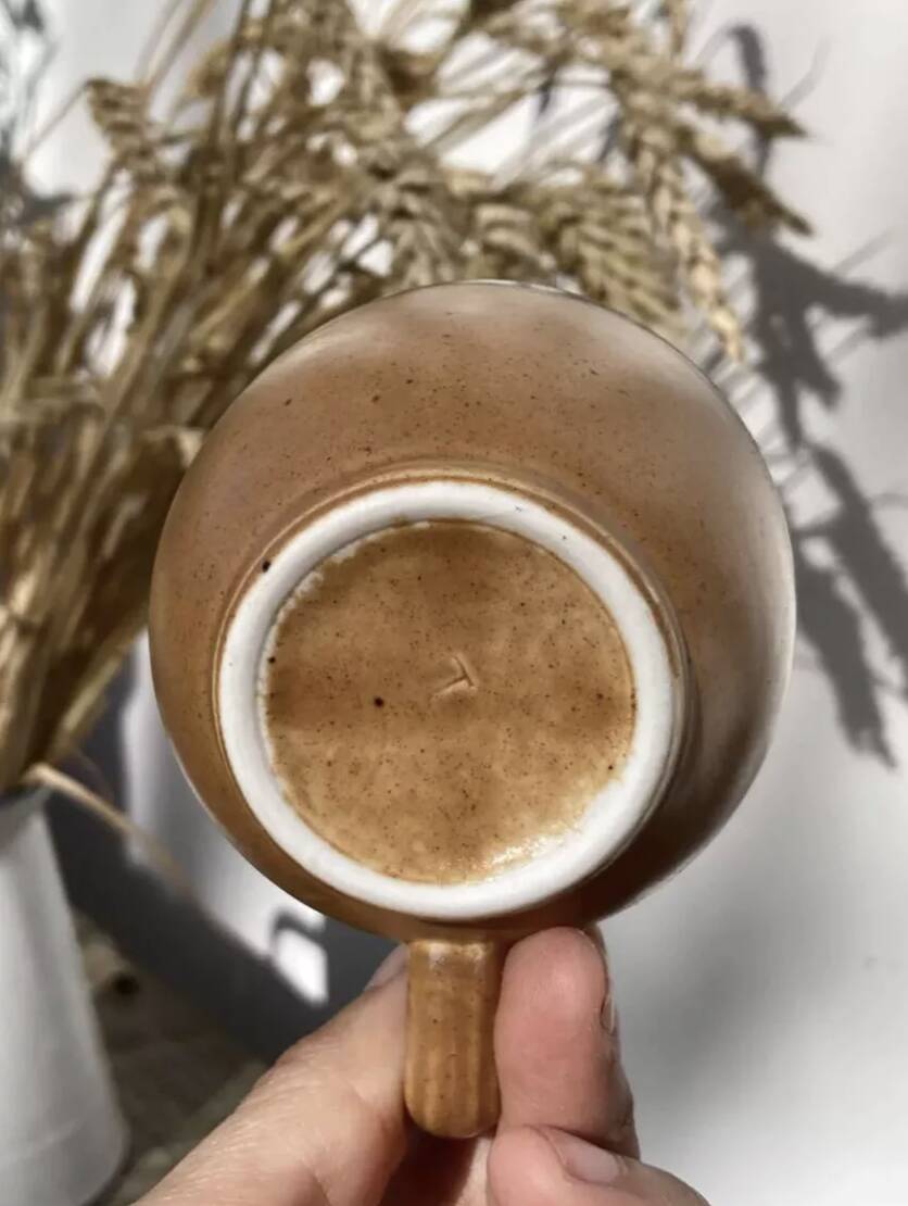 Vintage 1970s stoneware coffee cups and saucers