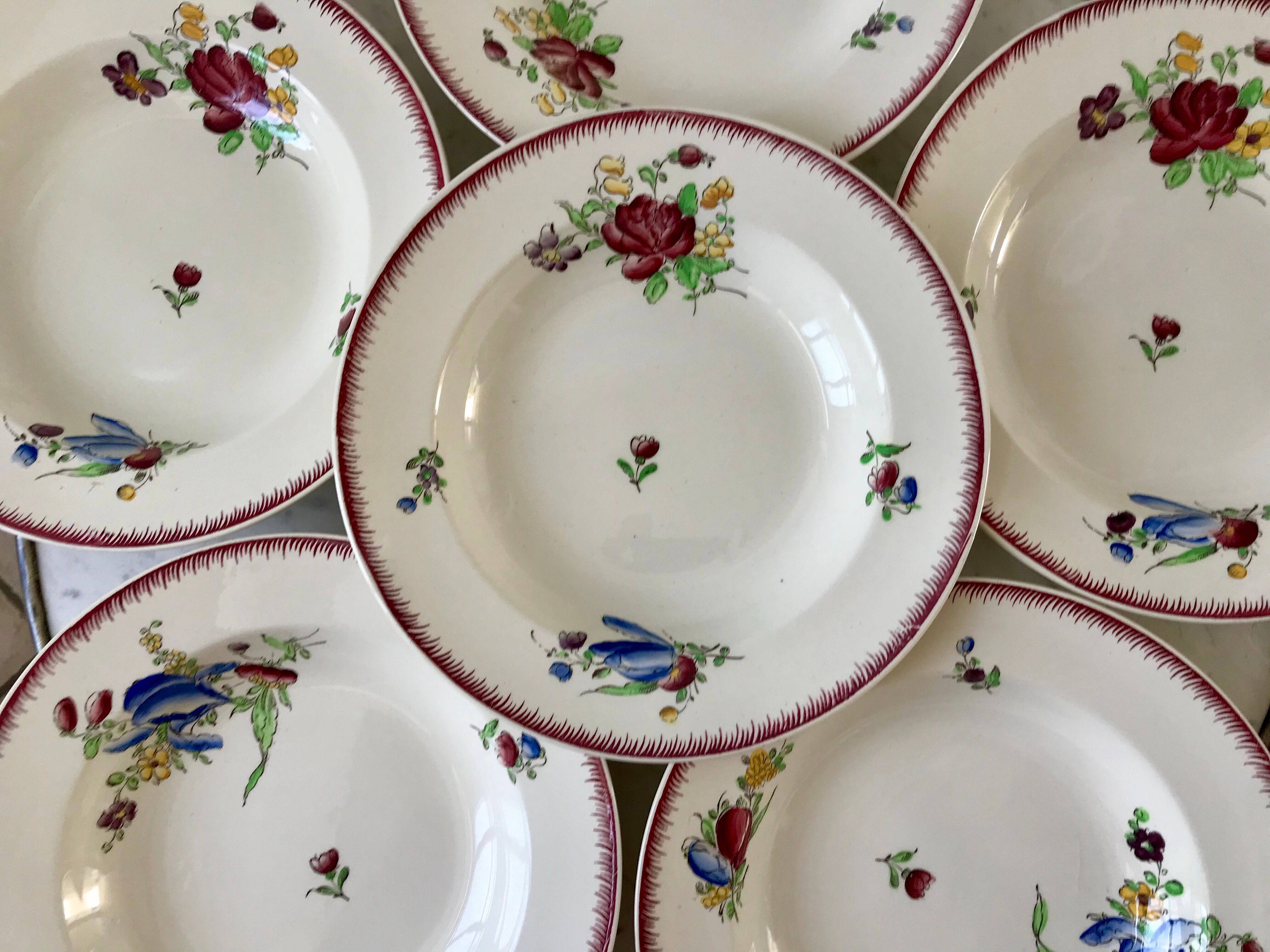 set of 6 Villeroy & Boch La Louvière soup plates, Belgian manufacture in Terre de Fer, early 20th century