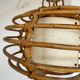 Suspension cage en rotin vintage