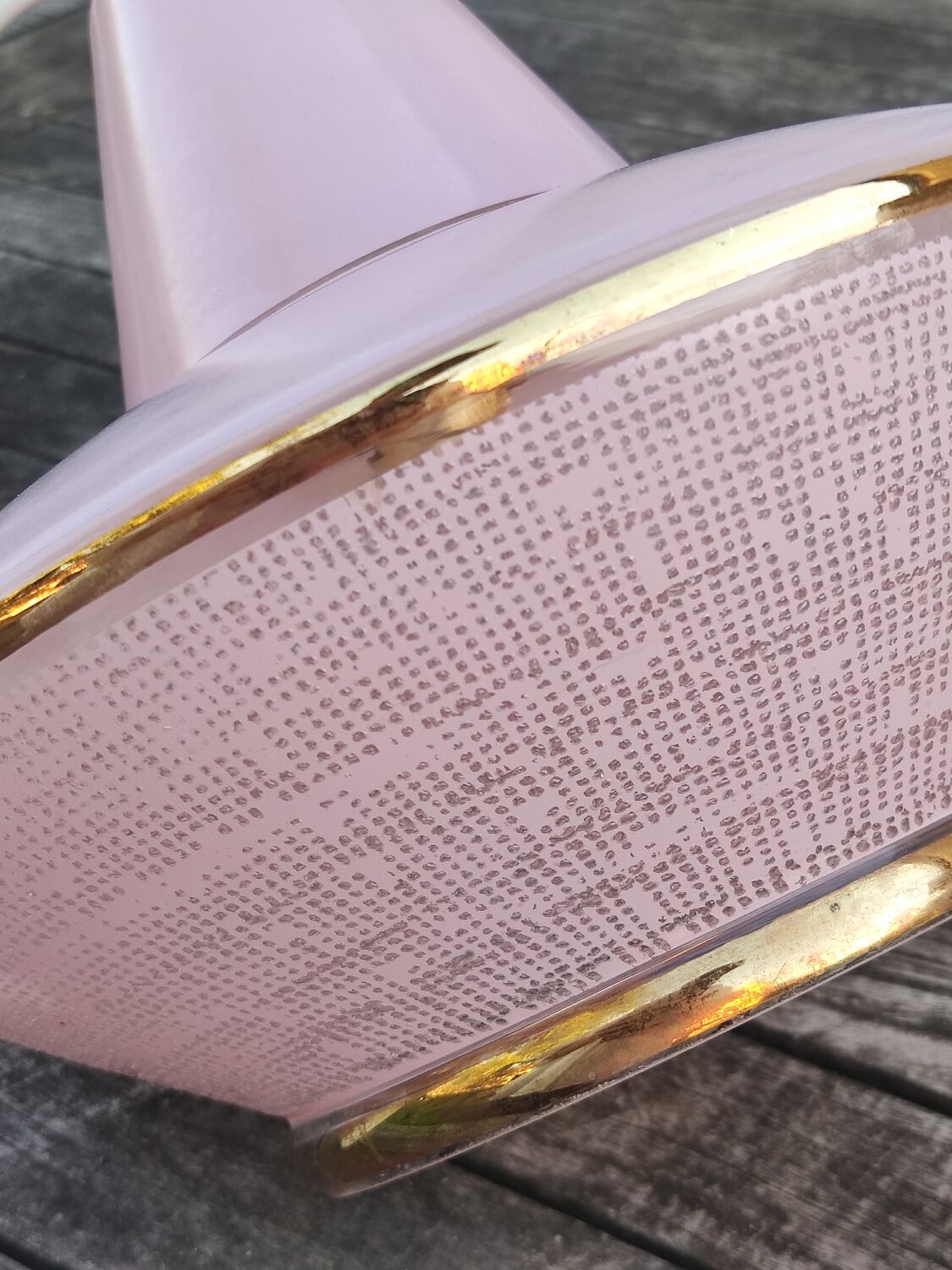 Vintage pink glass pendant light in Space Age style