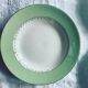 8 hollow plates in mint green and white earthenware, vintage 1950/60s L'Amandinoise