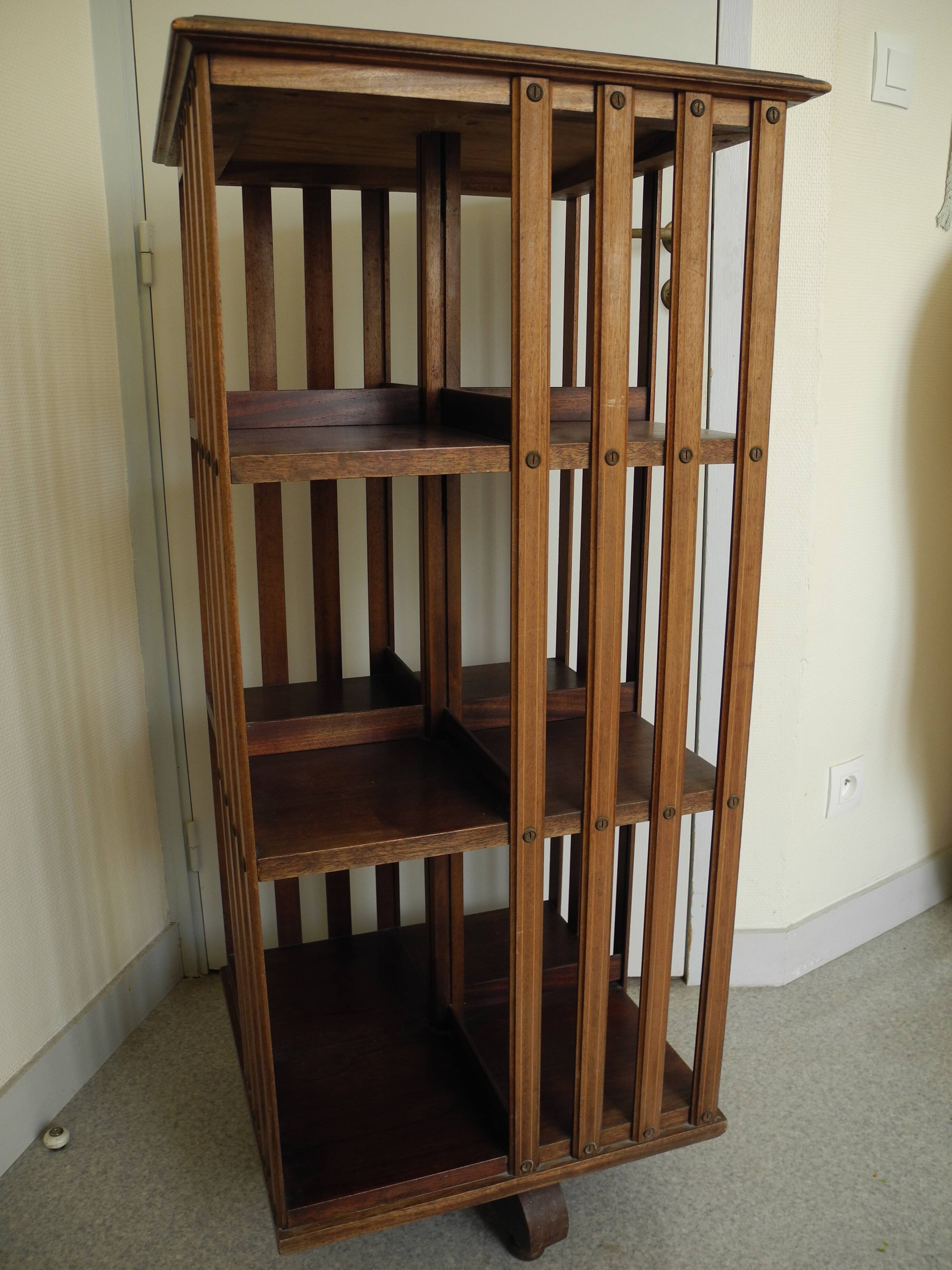 Old pivoting bookcase 3 shelves vintage furniture old furniture