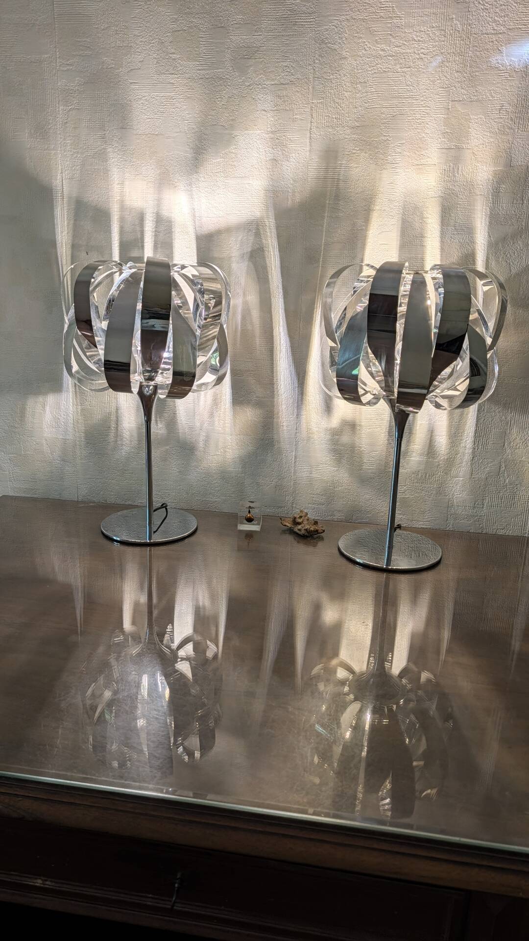 Paire de lampes eres chrome – seylumière– design space age