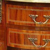 Pair of louis xv/louis xvi transition style marquetry bedside or living room tables